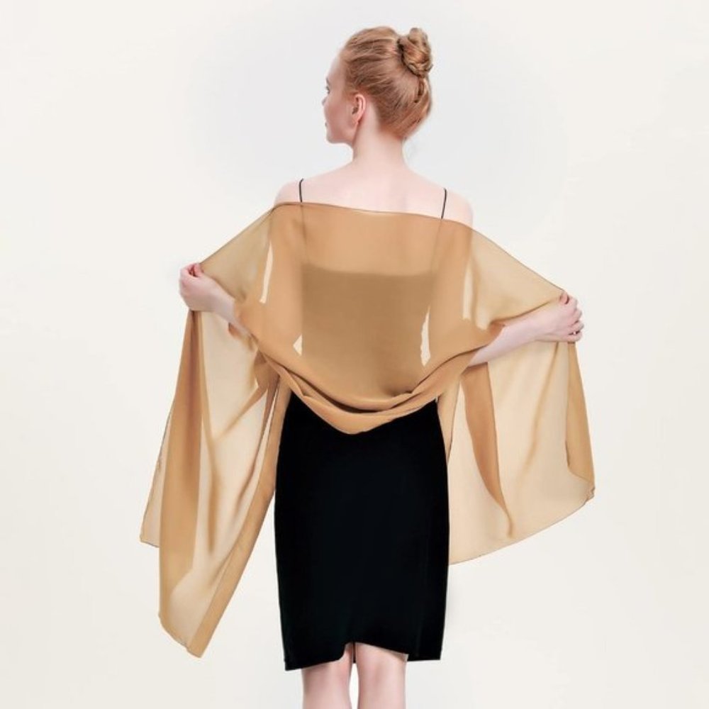 Womens Chiffon Shawls Wraps Camel